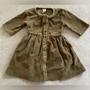 Kate Quinn Girls 18-24 Month Green Organic Cotton Button Up A Line Dress